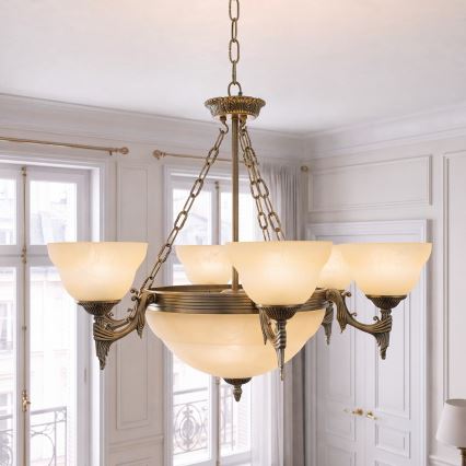 BRILAGI - Κρεμαστός πολυέλαιος με αλυσίδα DAHLIA 9xE27/40W/230V, διάμ. 74 εκ., ορείχαλκος