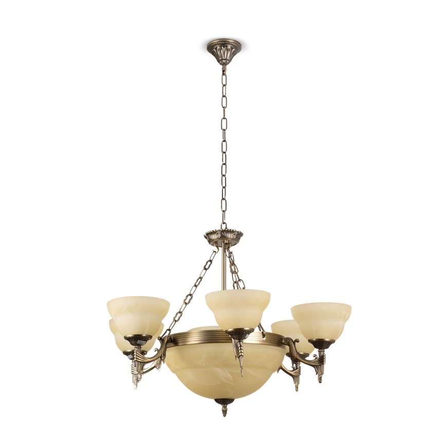 BRILAGI - Κρεμαστός πολυέλαιος με αλυσίδα DAHLIA 9xE27/40W/230V, διάμ. 74 εκ., ορείχαλκος