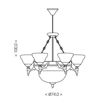 Brilagi - Κρεμαστός πολυέλαιος με αλυσίδα DAHLIA 9xE27/40W/230V, διάμ. 74 εκ., ορείχαλκος