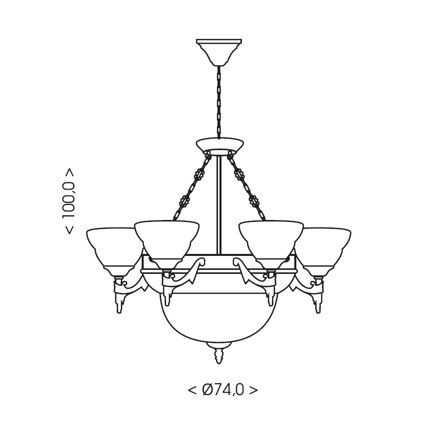 Brilagi - Κρεμαστός πολυέλαιος με αλυσίδα DAHLIA 9xE27/40W/230V, διάμ. 74 εκ., ορείχαλκος