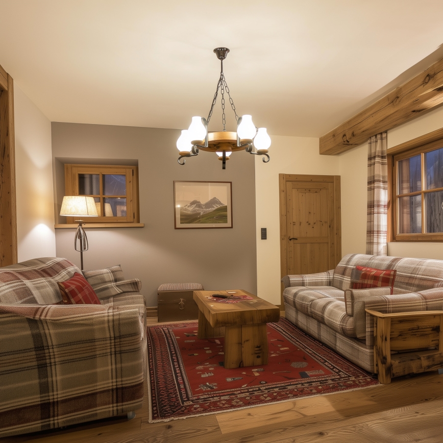 Brilagi - Κρεμαστός πολυέλαιος με αλυσίδα ROATA 5xE14/40W/230V Ø 50 cm οξιά