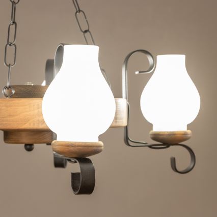 Brilagi - Κρεμαστός πολυέλαιος με αλυσίδα ROATA 5xE14/40W/230V Ø 50 cm οξιά