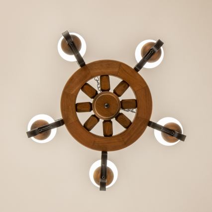 Brilagi - Κρεμαστός πολυέλαιος με αλυσίδα ROATA 5xE14/40W/230V Ø 50 cm οξιά