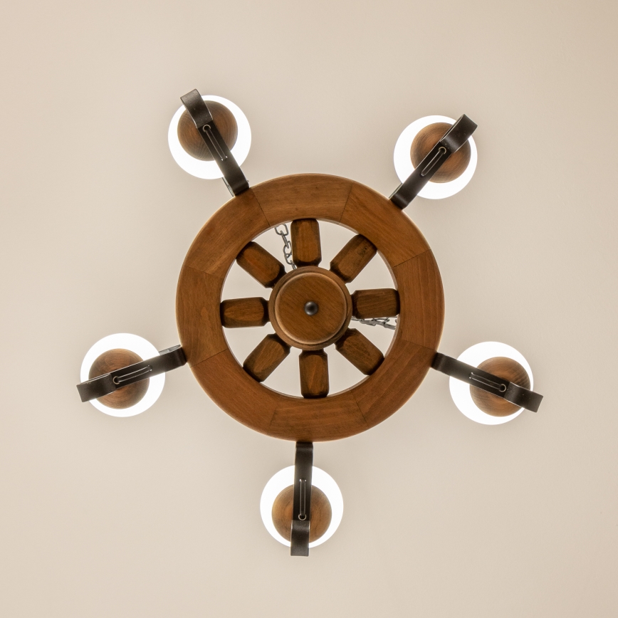 Brilagi - Κρεμαστός πολυέλαιος με αλυσίδα ROATA 5xE14/40W/230V Ø 50 cm οξιά