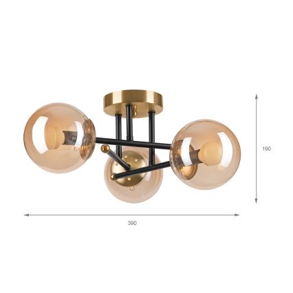 Brilagi - Κολλητό φωτιστικό οροφής MALIVA 3xE14/15W/230V χρυσό