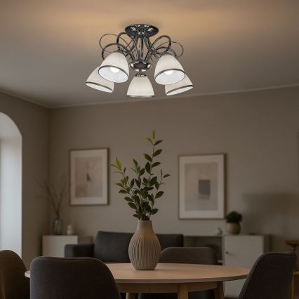 Brilagi - Κολλητός πολυέλαιος FRED 5xE27/60W/230V Ø 59 cm γυαλιστερό χρώμιο