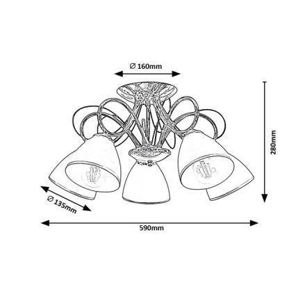 Brilagi - Κολλητός πολυέλαιος FRED 5xE27/60W/230V Ø 59 cm γυαλιστερό χρώμιο
