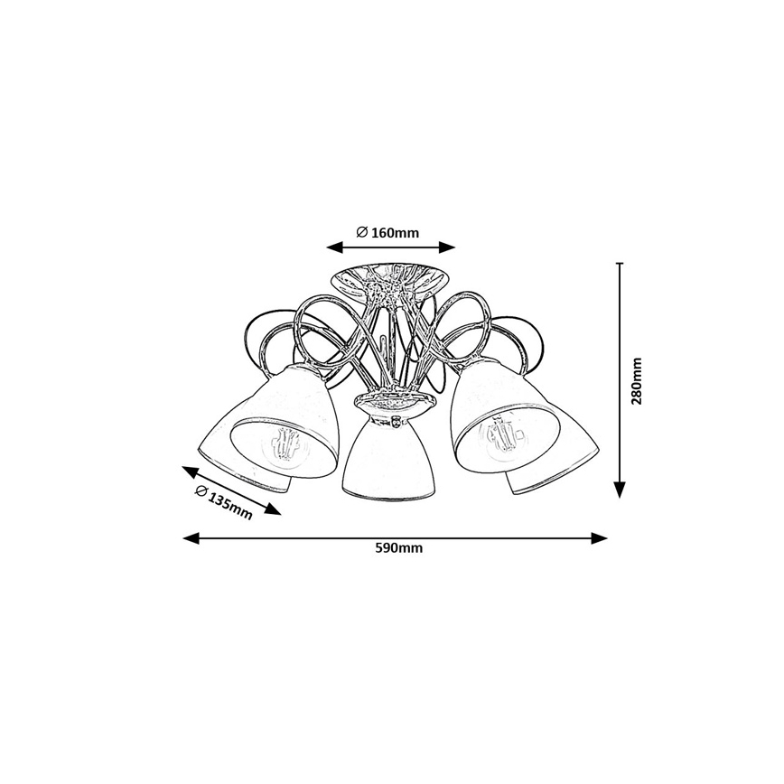 Brilagi - Κολλητός πολυέλαιος FRED 5xE27/60W/230V Ø 59 cm γυαλιστερό χρώμιο
