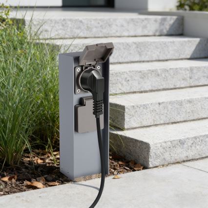 Brilagi - Κολώνα εξωτερικών πριζών PILLAR 2Z SCHUKO 230V IP44 ασημί