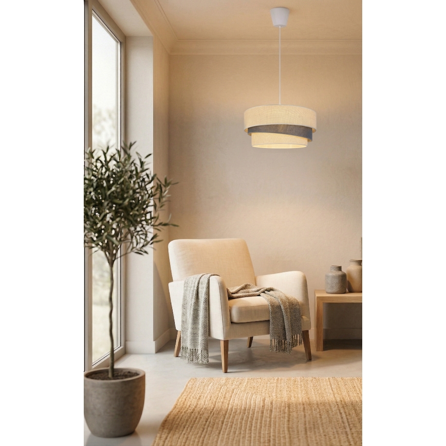 Brilagi - Κομψό κρεμαστό φωτιστικό με καλώδιο TRIO 1xE27/60W/230V Ø 40 εκ., κρεμ/γκρί