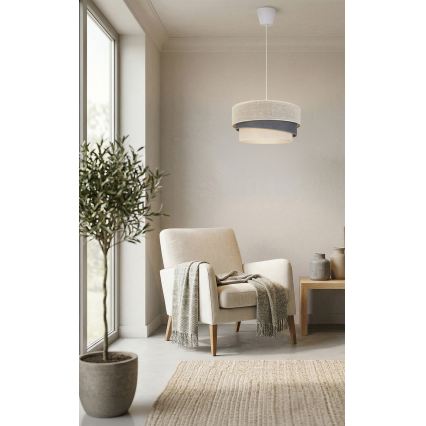 Brilagi - Κομψό κρεμαστό φωτιστικό με καλώδιο TRIO 1xE27/60W/230V Ø 40 εκ., κρεμ/γκρί