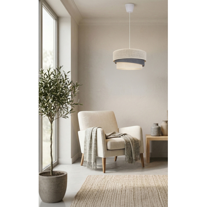 Brilagi - Κομψό κρεμαστό φωτιστικό με καλώδιο TRIO 1xE27/60W/230V Ø 40 εκ., κρεμ/γκρί