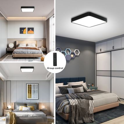 Brilagi - Ρυθμιζόμενο LED οροφής φωτιστικό POOL SQUARE LED/36W/230V 3000-6000K 40x40 εκ. μαύρο + τηλεχειριστήριο