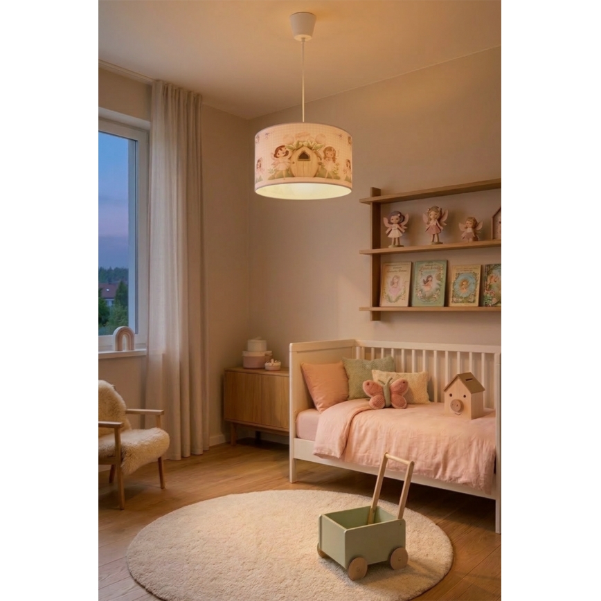 Brilagi - LED αναρτώμενο παιδικό φωτιστικό BOBO 1xE27/60W/230V διάμ. 35 cm ροζ/νεράιδες