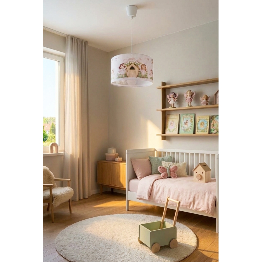Brilagi - LED αναρτώμενο παιδικό φωτιστικό BOBO 1xE27/60W/230V διάμ. 35 cm ροζ/νεράιδες