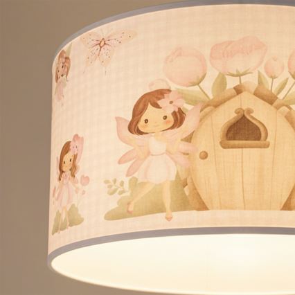 Brilagi - LED αναρτώμενο παιδικό φωτιστικό BOBO 1xE27/60W/230V διάμ. 35 cm ροζ/νεράιδες