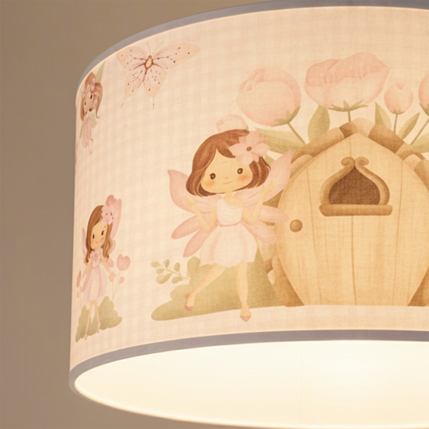 Brilagi - LED αναρτώμενο παιδικό φωτιστικό BOBO 1xE27/60W/230V διάμ. 35 cm ροζ/νεράιδες