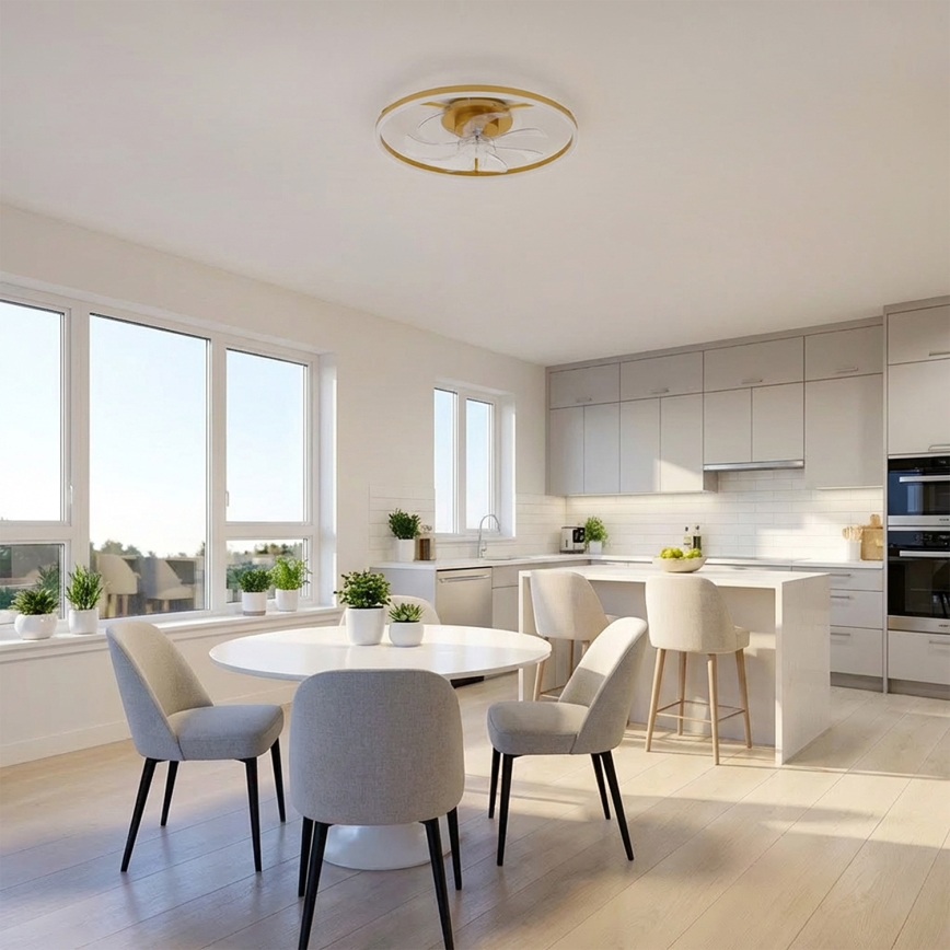 Brilagi - LED Ρυθμιζόμενος ανεμιστήρας οροφής LED/66W/230V 55 cm λευκός/χρυσός + τηλεχειριστήριο