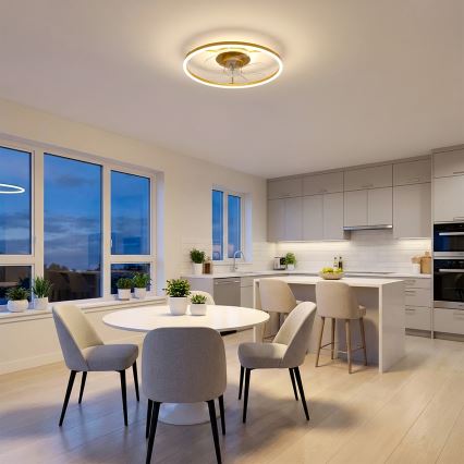 Brilagi - LED Ρυθμιζόμενος ανεμιστήρας οροφής LED/66W/230V 55 cm λευκός/χρυσός + τηλεχειριστήριο