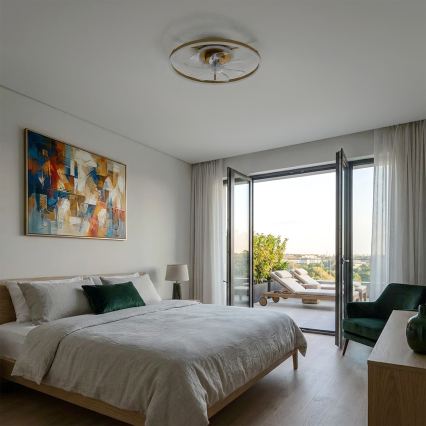 Brilagi - LED Ρυθμιζόμενος ανεμιστήρας οροφής LED/66W/230V 55 cm λευκός/χρυσός + τηλεχειριστήριο