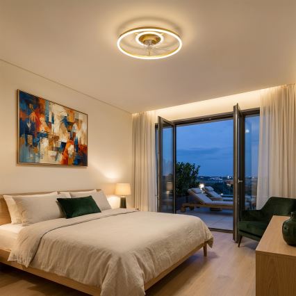 Brilagi - LED Ρυθμιζόμενος ανεμιστήρας οροφής LED/66W/230V 55 cm λευκός/χρυσός + τηλεχειριστήριο