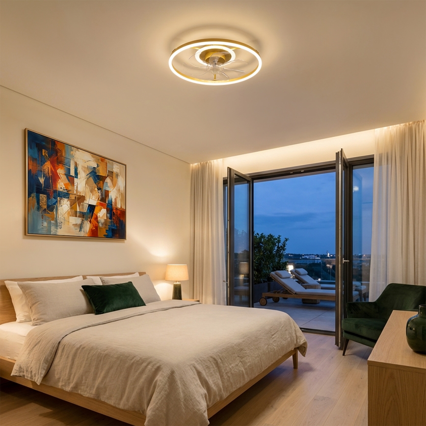 Brilagi - LED Ρυθμιζόμενος ανεμιστήρας οροφής LED/66W/230V 55 cm λευκός/χρυσός + τηλεχειριστήριο