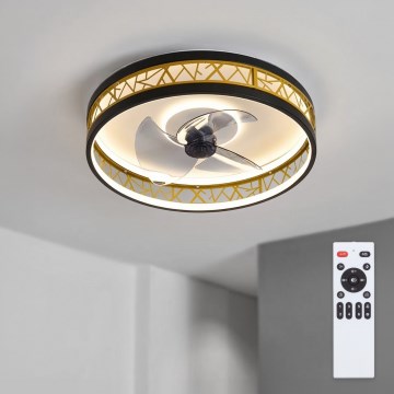 Brilagi - LED ανεμιστήρας οροφής με ρυθμιζόμενο φωτισμό LED/34W/230V 3000-6500K Ø 50 cm μαύρο/χρυσό + τηλεχειριστήριο