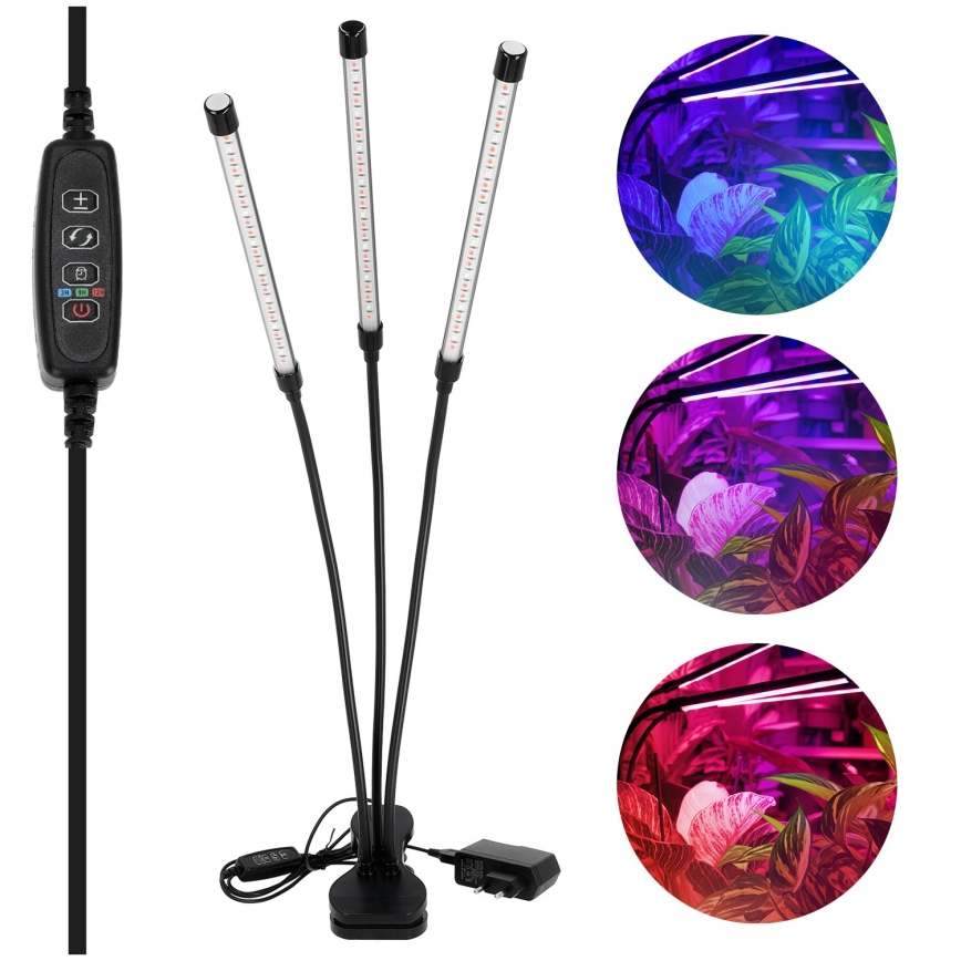 Brilagi - LED Dimming εύκαμπτο Επιτραπέζιο φωτιστικό με κλιπ για ανάπτυξη φυτών VITABLOOM 3xLED/10W/230V μαύρο