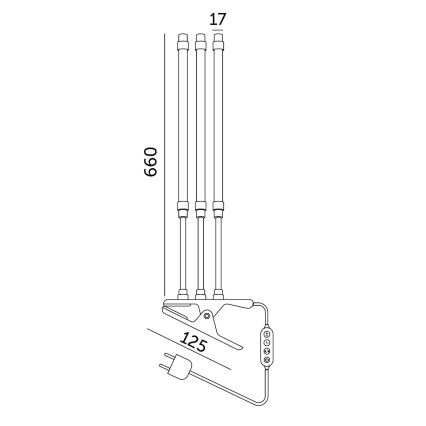 Brilagi - LED Dimming εύκαμπτο Επιτραπέζιο φωτιστικό με κλιπ για ανάπτυξη φυτών VITABLOOM 3xLED/10W/230V μαύρο