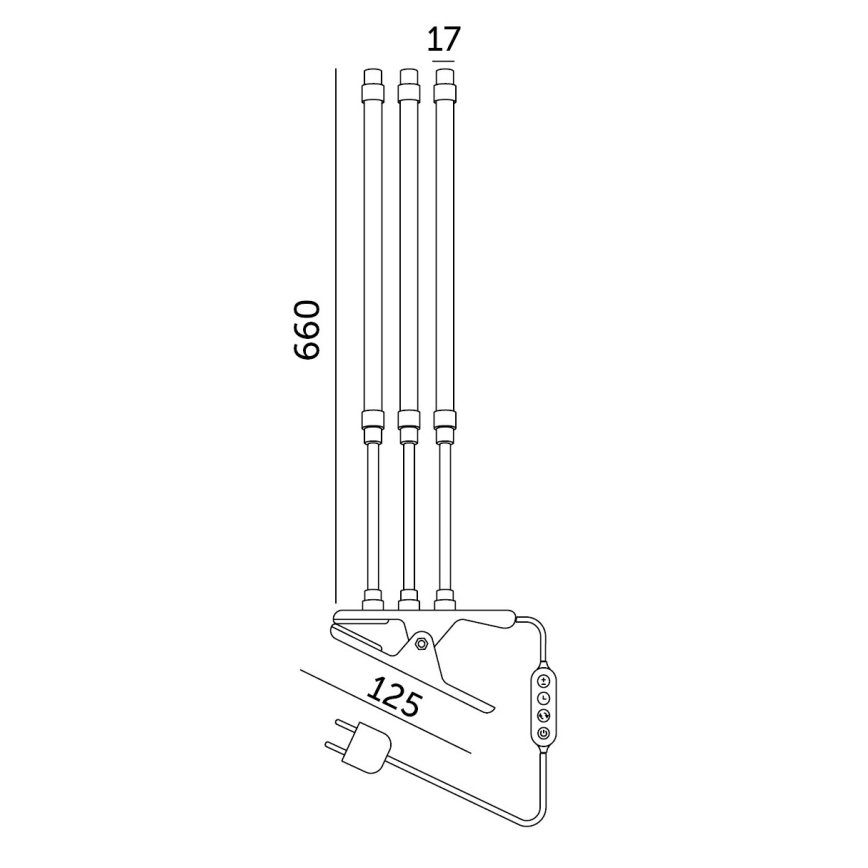 Brilagi - LED Dimming εύκαμπτο Επιτραπέζιο φωτιστικό με κλιπ για ανάπτυξη φυτών VITABLOOM 3xLED/10W/230V μαύρο