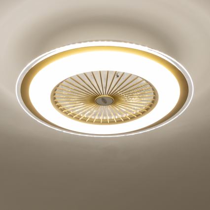 Brilagi - LED Dimmable φωτιστικό με ανεμιστήρα RONDA LED/48W/230V 3000-6000K χρυσό + τηλεχειριστήριο