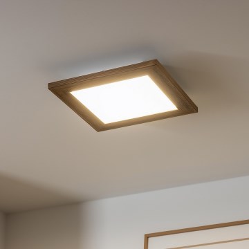 Brilagi - LED Dimmable φωτιστικό οροφής SLIMFRAME WOOD LED/25W/230V 34x34 cm 3000-6000K καφέ + τηλεχειριστήριο
