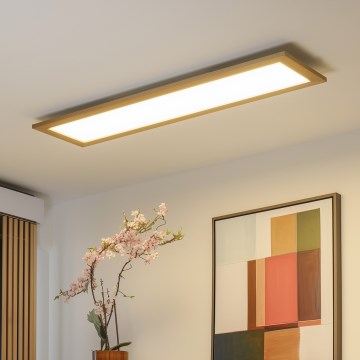 Brilagi - LED Dimmable φωτιστικό οροφής SLIMFRAME WOOD LED/58W/230V 124x34 cm 3000-6000K καφέ + τηλεχειριστήριο