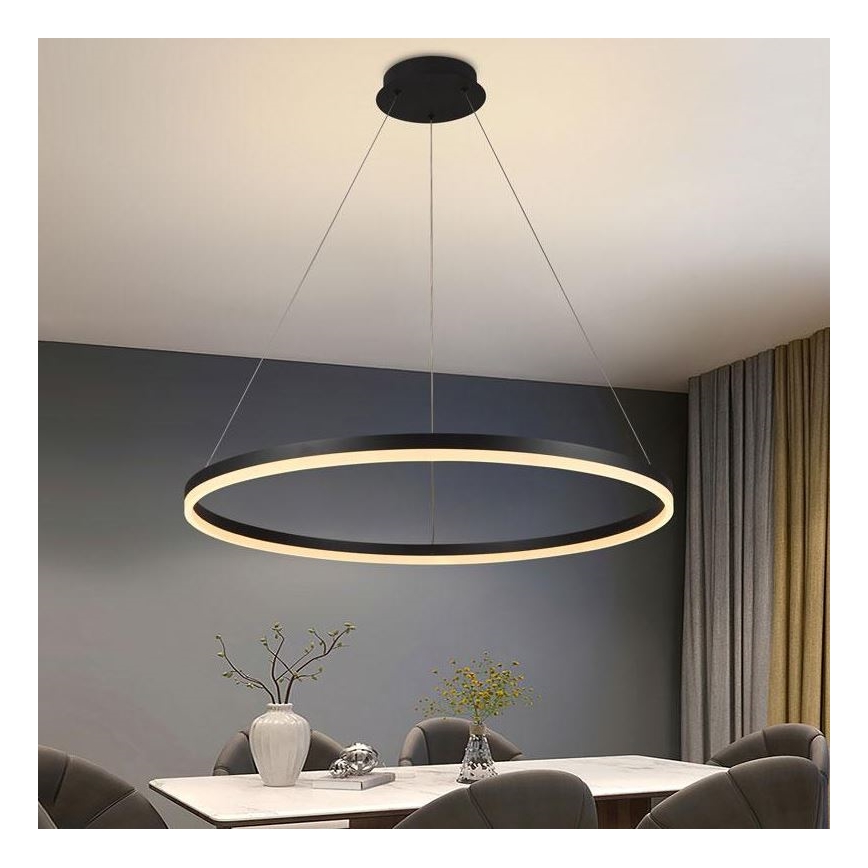 Brilagi - Led Dimmable κρεμαστό φωτιστικό οροφής CIRCLE LED/55W/230V 3000-6500K μαύρο + τηλεχειριστήριο