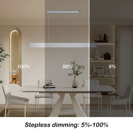 Brilagi - Led Dimmable κρεμαστό φωτιστικό οροφής SLIMLINE LED/40W/230V 3000-6000K ασημί + τηλεχειριστήριο