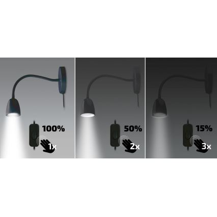 Brilagi - LED Dimmable απλίκα τοίχου LED/4W/230V μαύρο