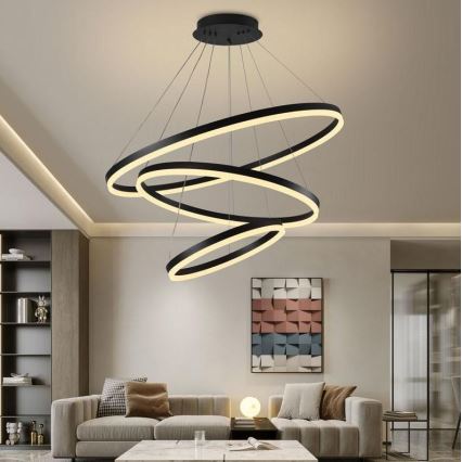 Brilagi - Led Dimmable κρεμαστό φωτιστικό οροφής CIRCLE LED/125W/230V 3000-6500K μαύρο + τηλεχειριστήριο