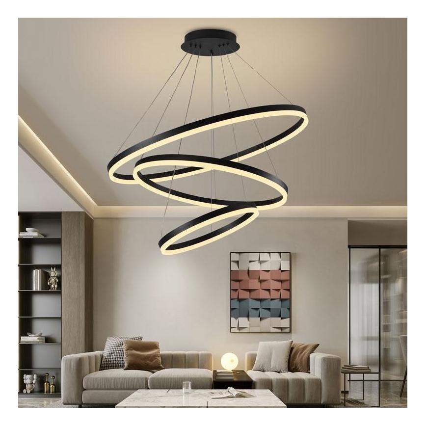Brilagi - Led Dimmable κρεμαστό φωτιστικό οροφής CIRCLE LED/125W/230V 3000-6500K μαύρο + τηλεχειριστήριο