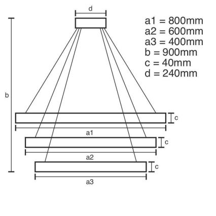 Brilagi - Led Dimmable κρεμαστό φωτιστικό οροφής CIRCLE LED/125W/230V 3000-6500K μαύρο + τηλεχειριστήριο