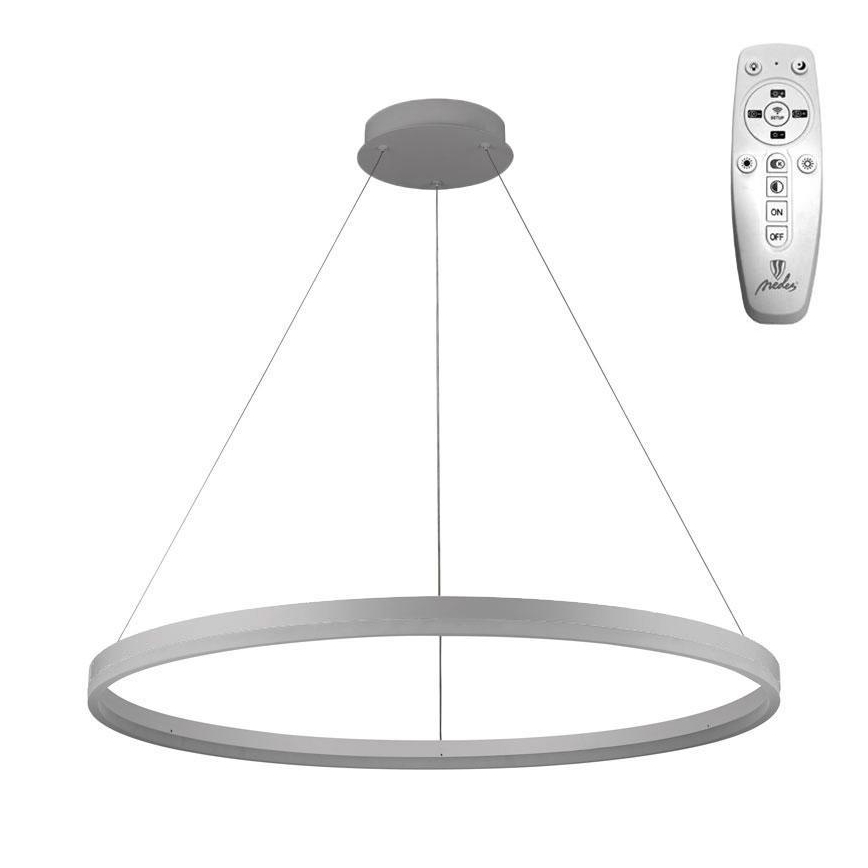 Brilagi - Led Dimmable κρεμαστό φωτιστικό οροφής CIRCLE LED/55W/230V 3000-6500K ασημί + τηλεχειριστήριο