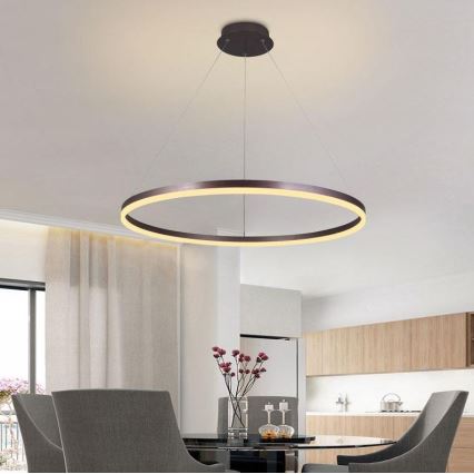 Brilagi - Led Dimmable κρεμαστό φωτιστικό οροφής CIRCLE LED/55W/230V 3000-6500K καφέ + τηλεχειριστήριο
