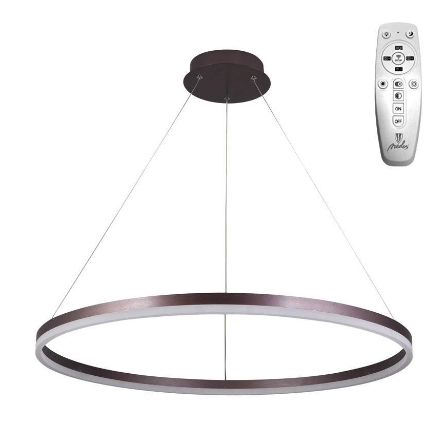 Brilagi - Led Dimmable κρεμαστό φωτιστικό οροφής CIRCLE LED/55W/230V 3000-6500K καφέ + τηλεχειριστήριο