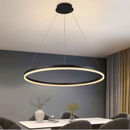 Brilagi - Led Dimmable κρεμαστό φωτιστικό οροφής CIRCLE LED/55W/230V 3000-6500K μαύρο + τηλεχειριστήριο