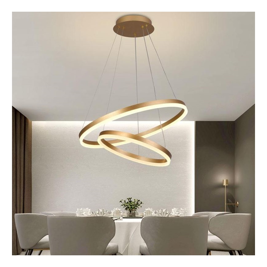 Brilagi - Led Dimmable κρεμαστό φωτιστικό οροφής CIRCLE LED/70W/230V 3000-6500K χρυσό + τηλεχειριστήριο