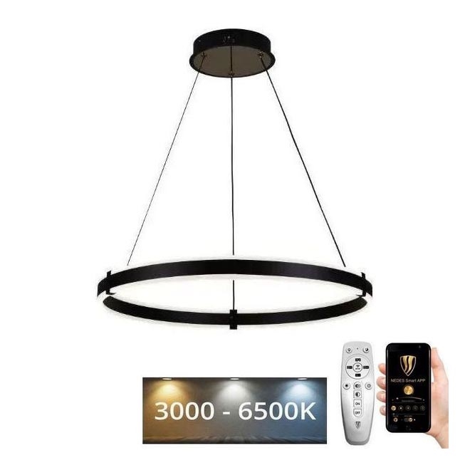 Brilagi - Led Dimmable κρεμαστό φωτιστικό οροφής CIRCLE LED/85W/230V 3000-6500K μαύρο + τηλεχειριστήριο