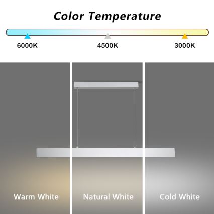 Brilagi - Led Dimmable κρεμαστό φωτιστικό οροφής SLIMLINE LED/40W/230V 3000-6000K ασημί + τηλεχειριστήριο