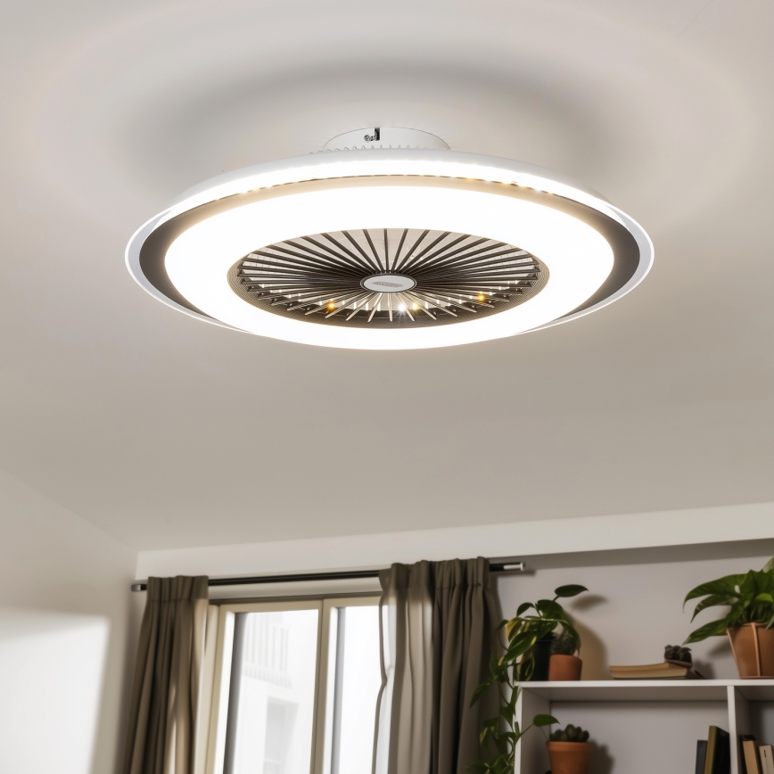 Brilagi - LED Dimmable φωτιστικό με ανεμιστήρα RONDA LED/48W/230V 3000-6000K μαύρο + τηλεχειριστήριο