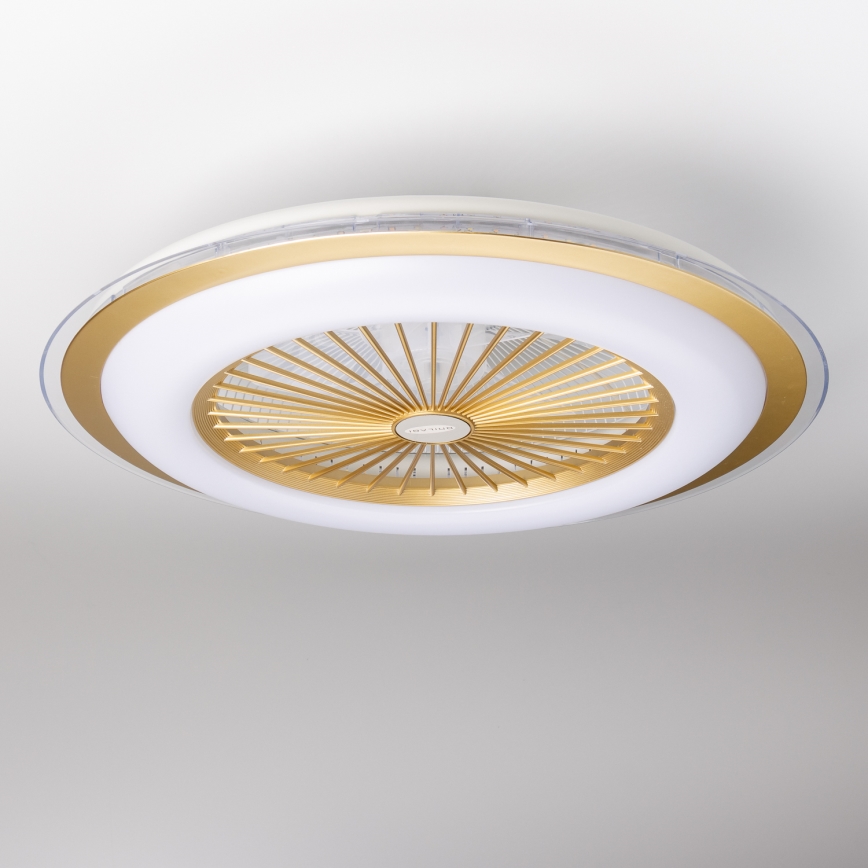 Brilagi - LED Dimmable φωτιστικό με ανεμιστήρα RONDA LED/48W/230V 3000-6000K χρυσό + τηλεχειριστήριο