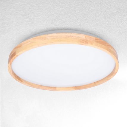 Brilagi - LED Dimmable φωτιστικό οροφής ALSON LED/48W/230V 3000-6500K δρυς διάμετρος 39,5 cm + τηλεχειριστήριο