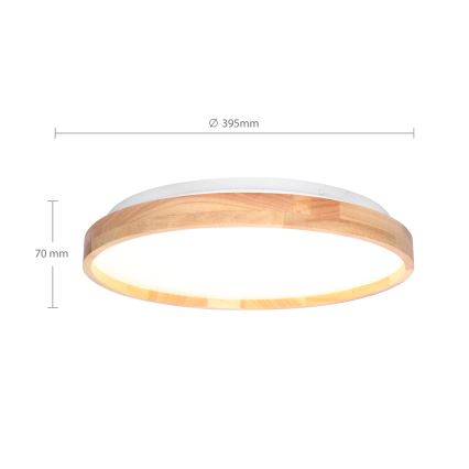 Brilagi - LED Dimmable φωτιστικό οροφής ALSON LED/48W/230V 3000-6500K δρυς διάμετρος 39,5 cm + τηλεχειριστήριο